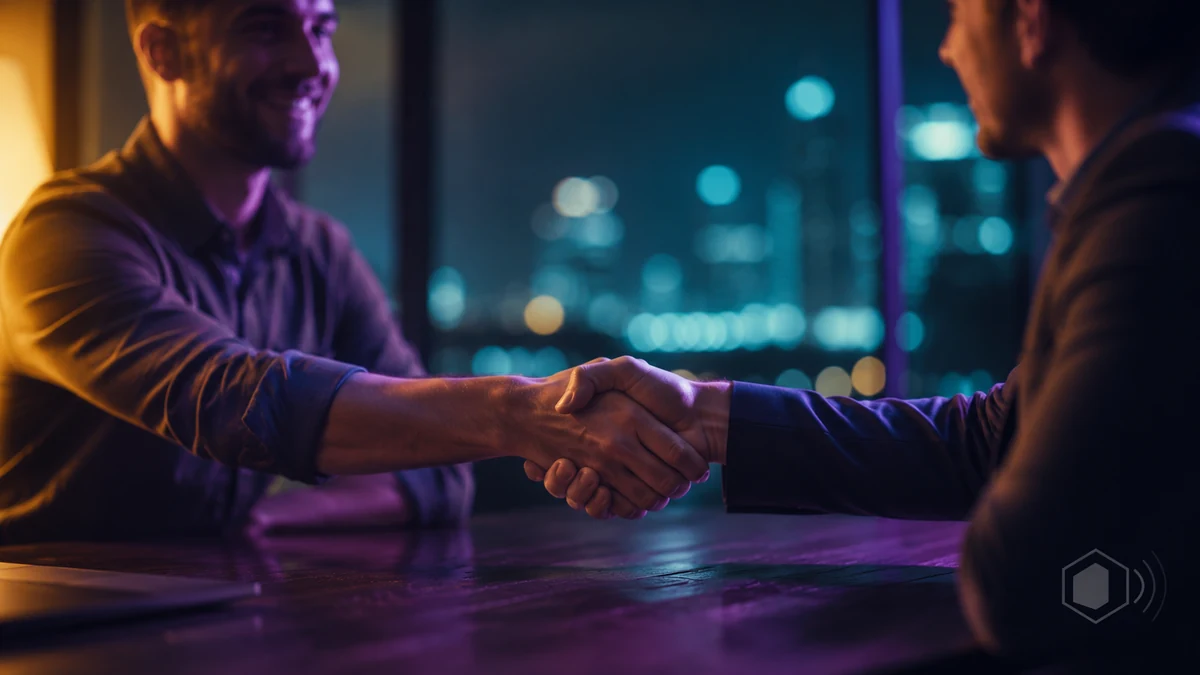 Handshake between a business owner and a marketing consultant
